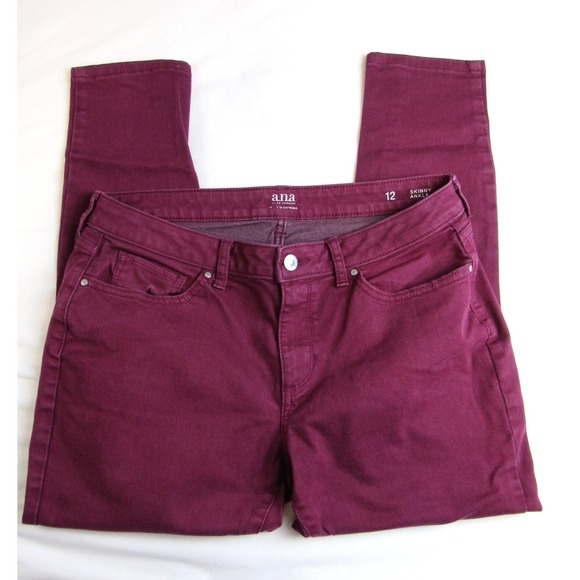 a.n.a Denim - ANA Jeans A New Approach Burgundy Skinny Ankle Women's Size 12